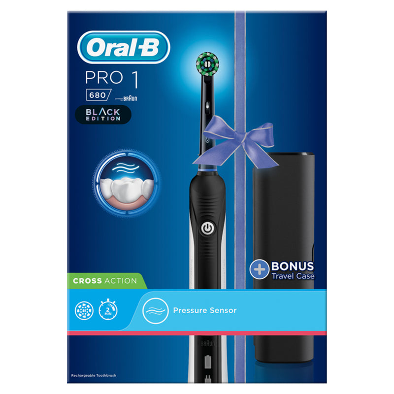 Oral-B Pro 1 680 Black Edition Electric Toothbrush with travel case