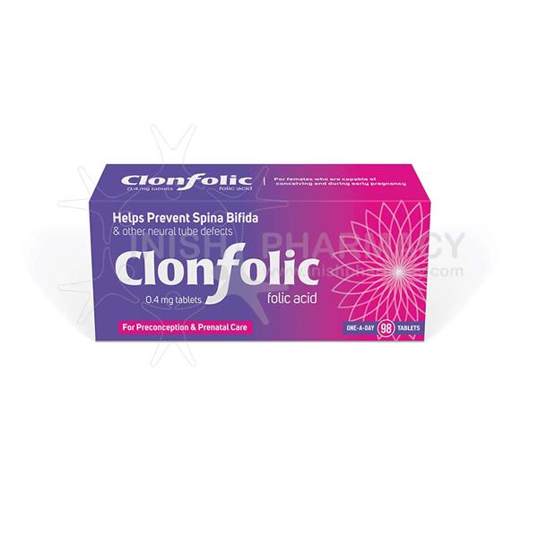 Clonfolic 0.4mg Folic Acid Tablets (98's)