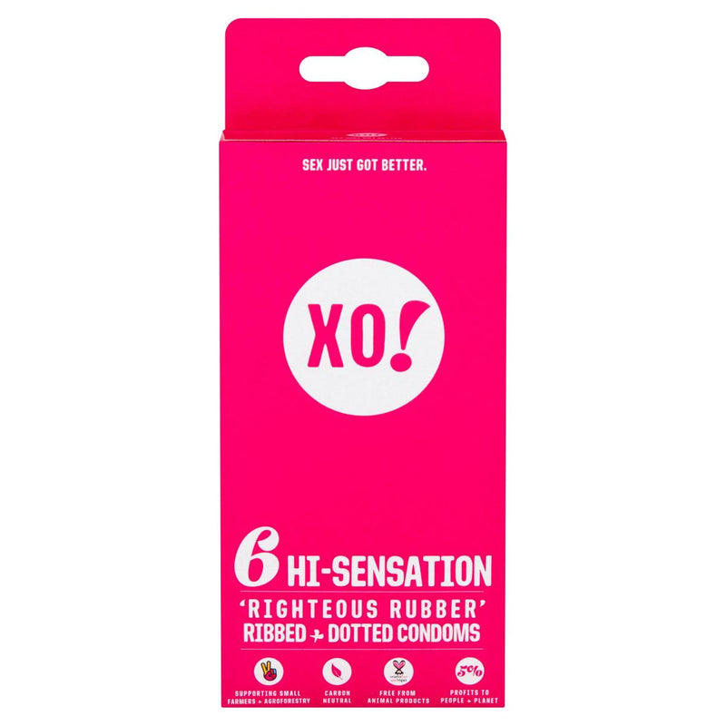 XO! Hi-Sensation 'Righteous Rubber' Ribbed + Dotted Condoms