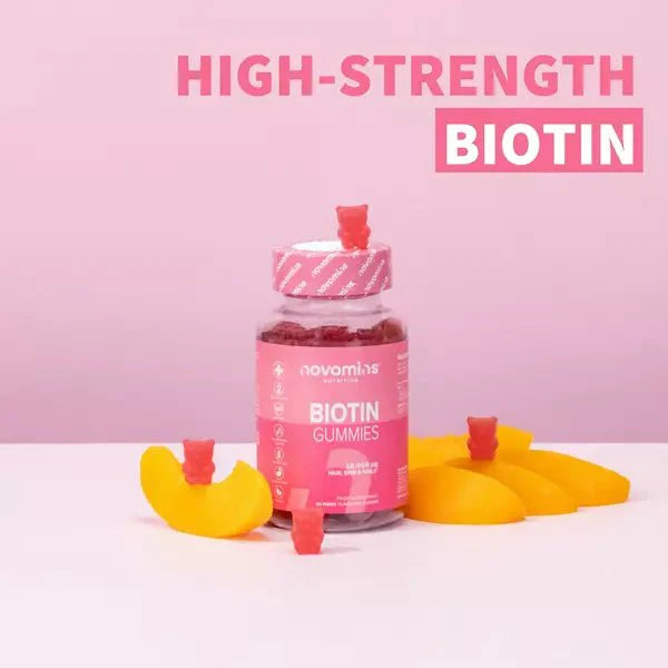 Novomins - Biotin Gummies - 60 peach flavoured gummies
