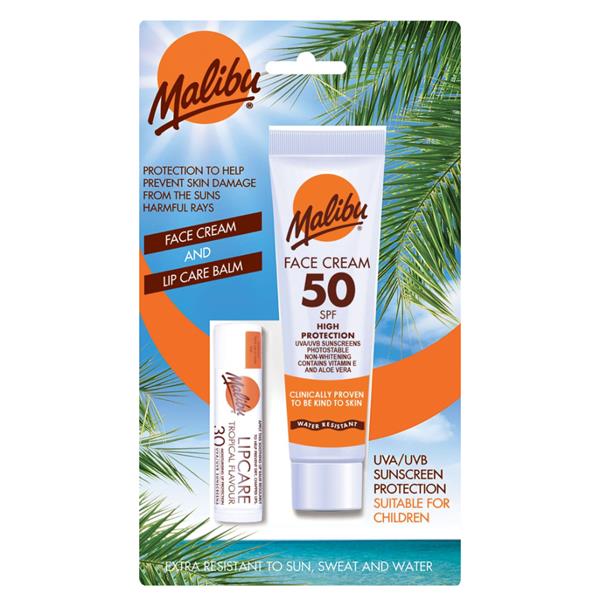 Malibu Face SPF50 Cream + Lip Care Balm