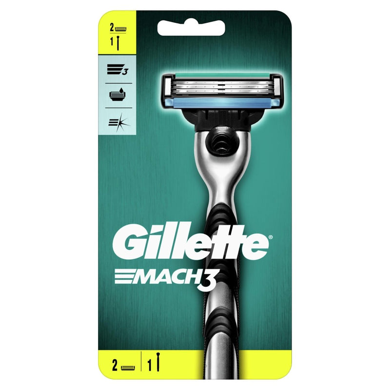 Gillette Mach 3 Razor Handle + 2 Shaving Blade Heads - City PharmacyShaving