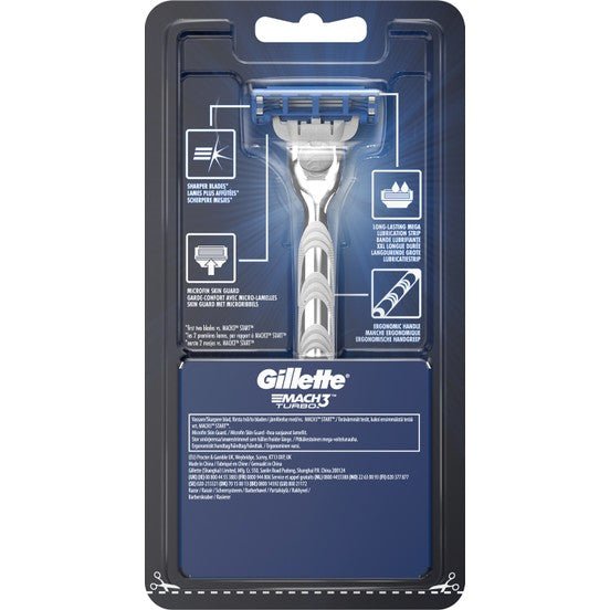 Gillette Mach3 Turbo Men’s Razor, Handle + 1 Blade Refill - City PharmacyShaving