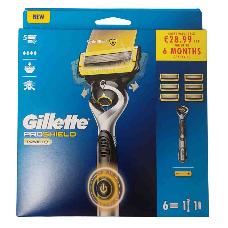 Gillette Proshield Power Razor + 5 Blades - City PharmacyShaving