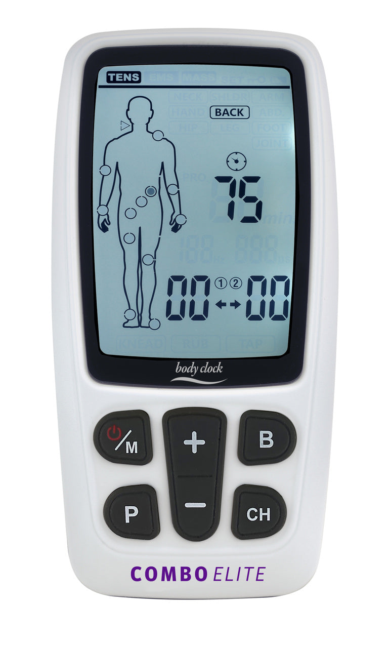 Body Clock - 3-in-1 TENS, EMS, Massager with Body Mapping & USB Rechargeable