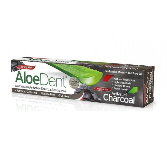 Aloe Dent Triple Action Charcoal Toothpaste, Strong Mint (100ml)