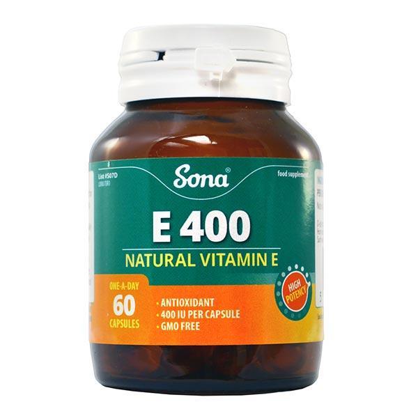 Sona E400 Natural Vitamin E 60 Capsules